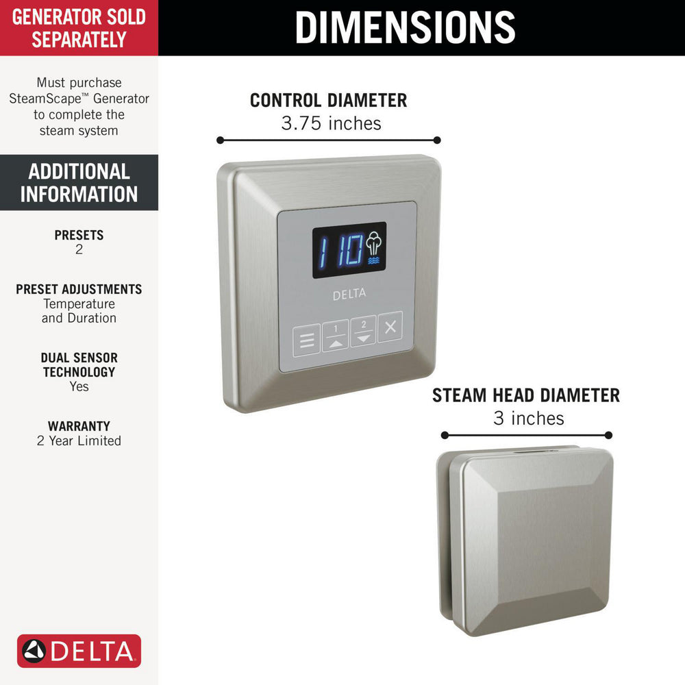 Delta Steamscape Classic System Square Steam Package
