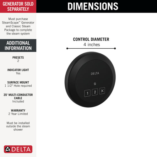 Delta Steamscape Classic System Round Exterior Steam Control