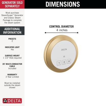 Delta Steamscape Classic System Round Exterior Steam Control