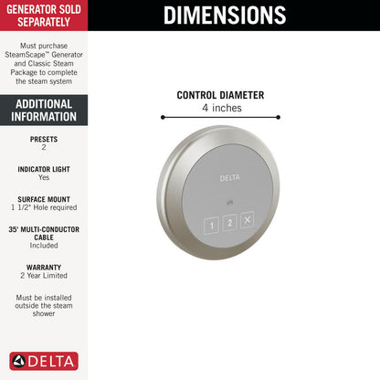 Delta Steamscape Classic System Round Exterior Steam Control