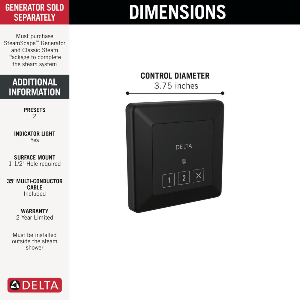 Delta Steamscape Classic System Square Exterior Steam Control