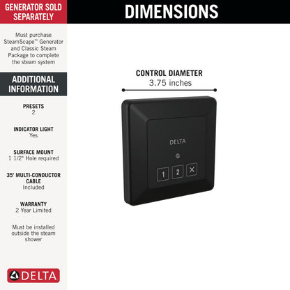 Delta Steamscape Classic System Square Exterior Steam Control