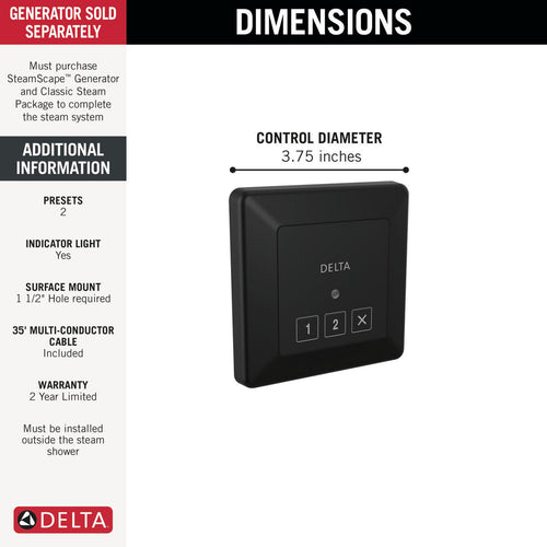 Delta Steamscape Classic System Square Exterior Steam Control