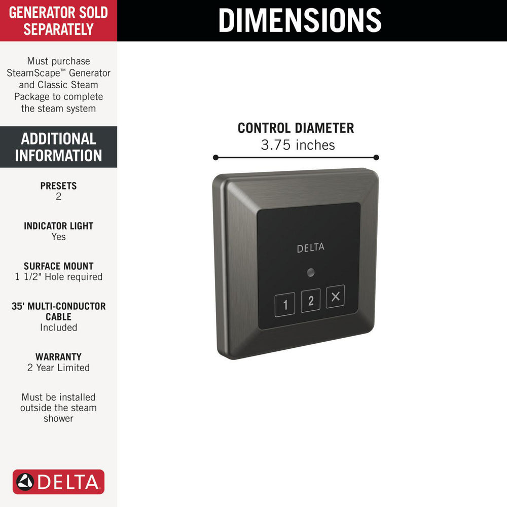 Delta Steamscape Classic System Square Exterior Steam Control