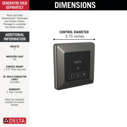 Delta Steamscape Classic System Square Exterior Steam Control