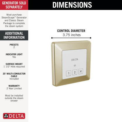 Delta Steamscape Classic System Square Exterior Steam Control