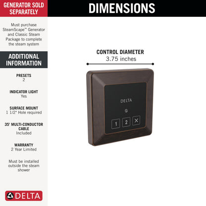 Delta Steamscape Classic System Square Exterior Steam Control