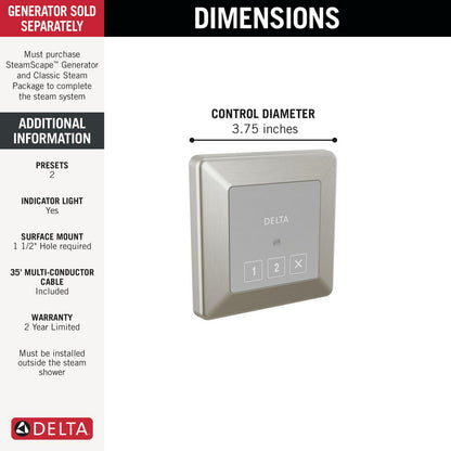 Delta Steamscape Classic System Square Exterior Steam Control