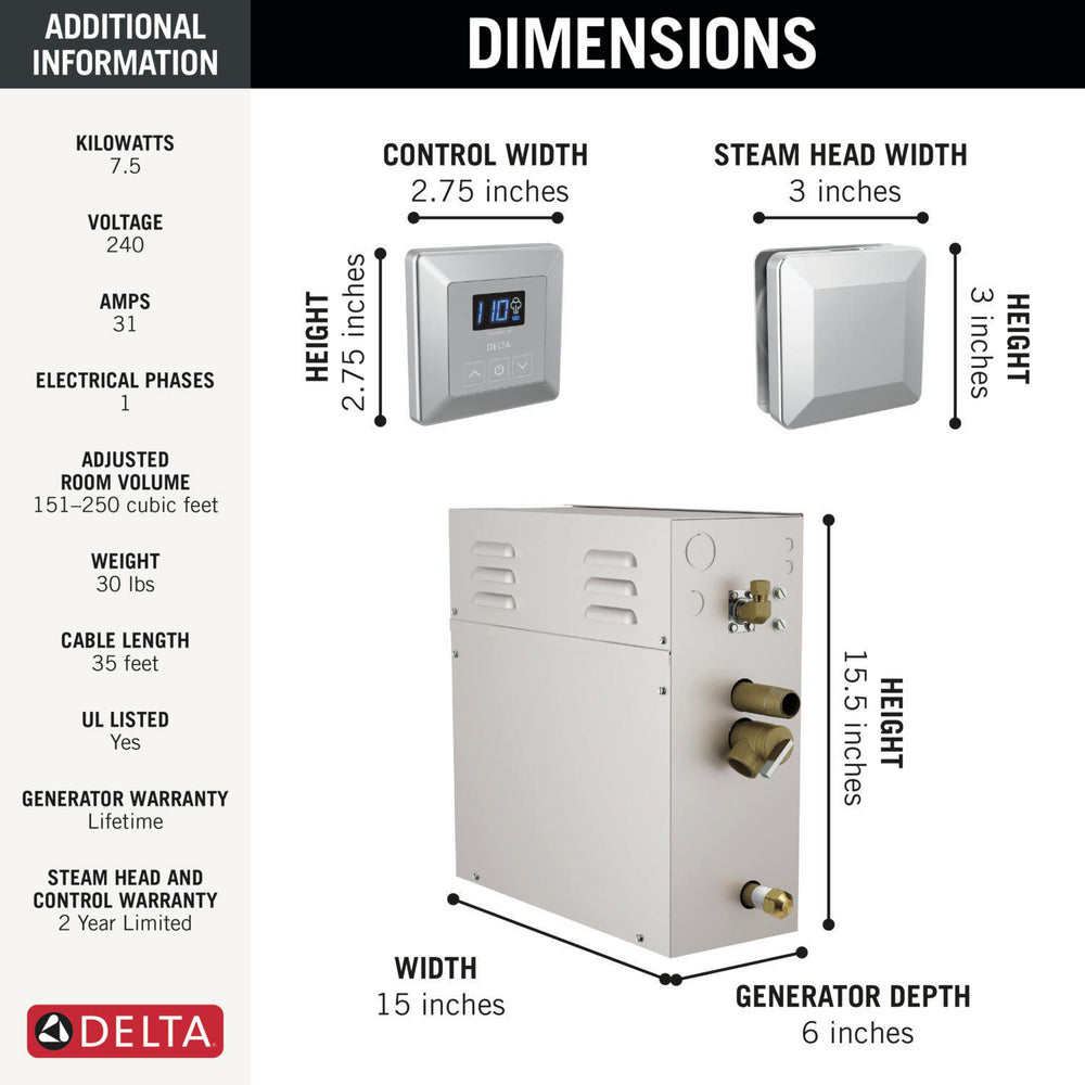 Delta Simplesteam Kit Simplesteam Kit - 7.5Kw