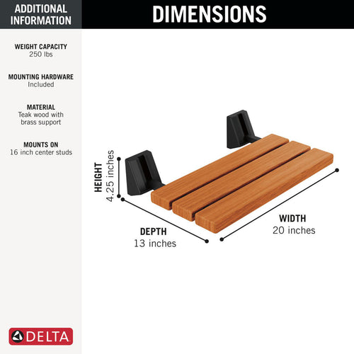 DELTA STEAM SYSTEM Tilt-Up Shower Seat