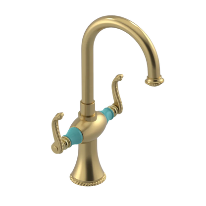 Rubinet Single Hole Dual Handle Lav. Set. (less drain) Satin Brass