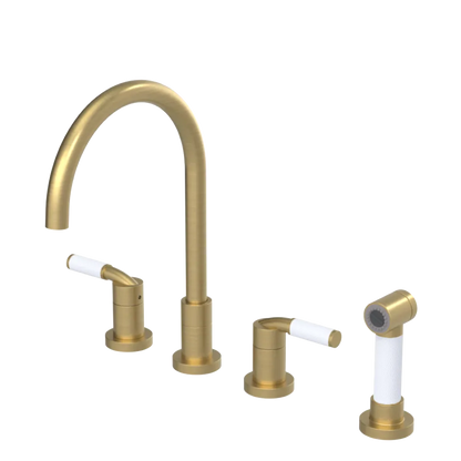 Rubinet Widespread Kitchen Set with Hand Spray Satin Brass