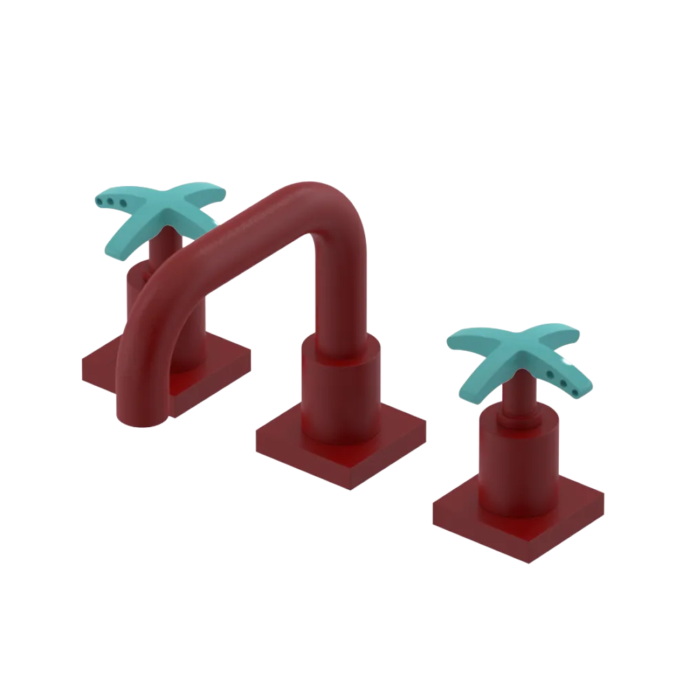 Rubinet Widespread Lav. Set. with Genesis spout (less drain) Maroon