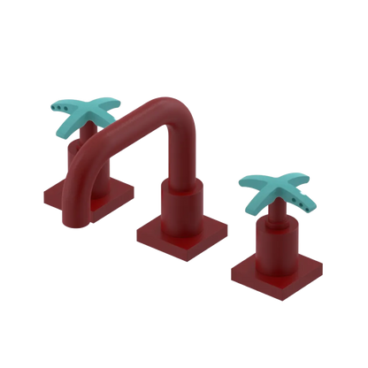 Rubinet Widespread Lav. Set. with Genesis spout (less drain) Maroon