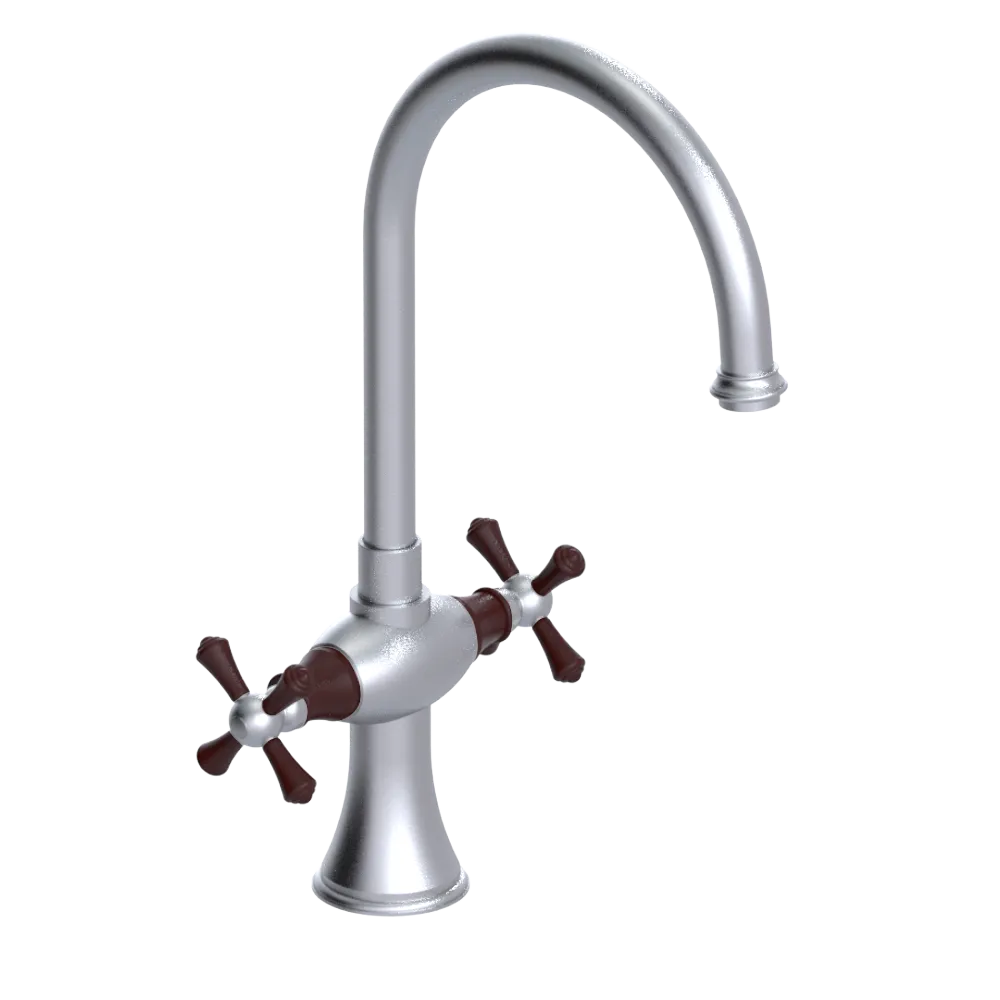 Rubinet Two Handle Single Hole Kitchen Set Satin Chrome