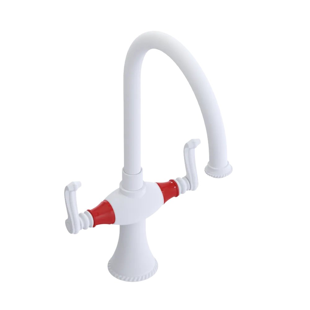 Rubinet Two Handle Single Hole Kitchen Set Matt White