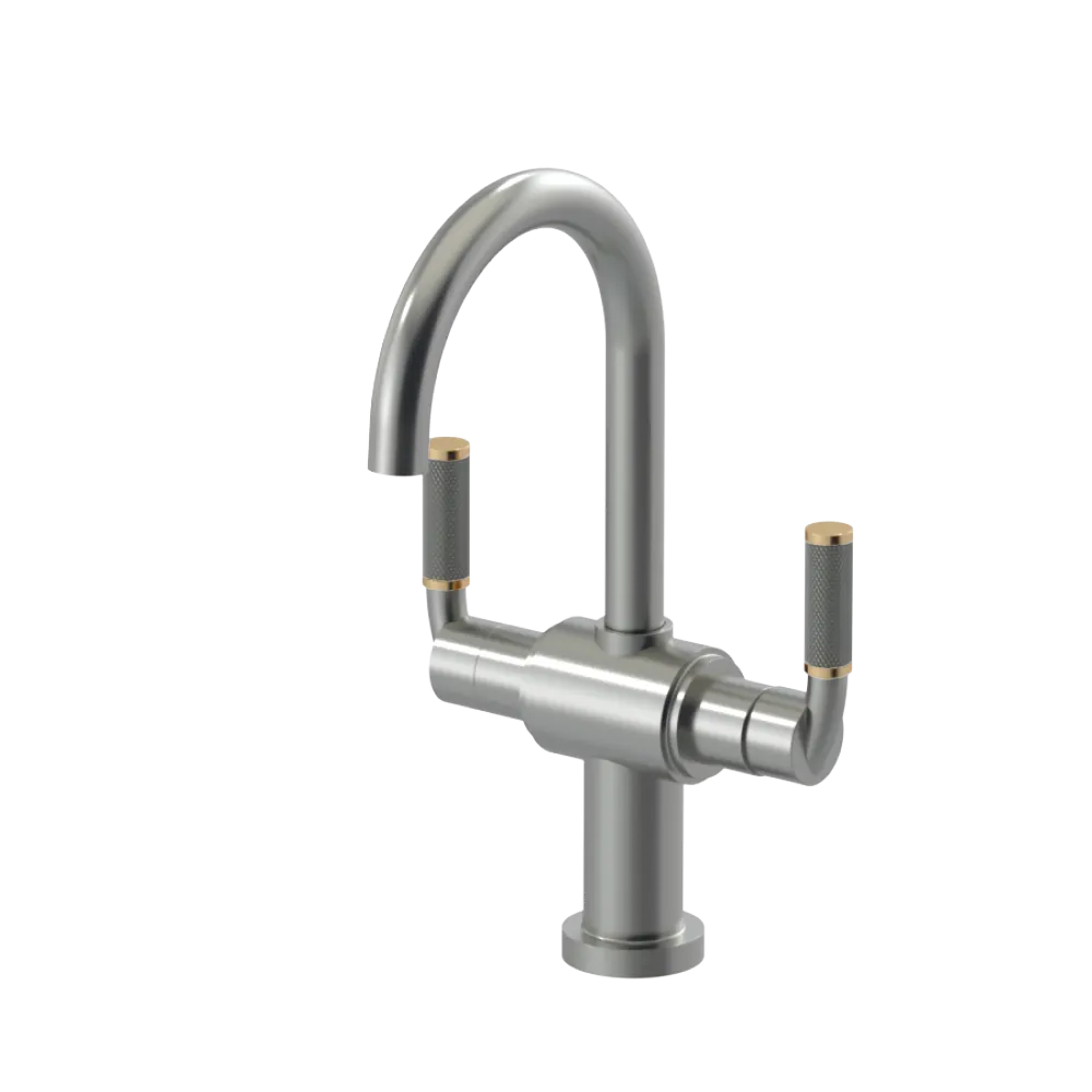 Rubinet Single Hole Dual Handle Lav. Set. (less drain) Satin Nickel