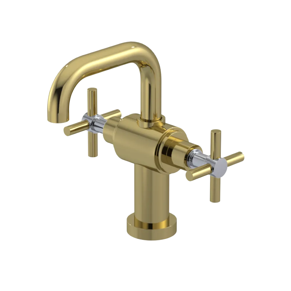 Rubinet Single Hole Dual Handle Lav. Set. (less drain) Natural Brass