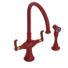 Rubinet Two Handle Single Hole Kitchen Set with Hand Spray Maroon