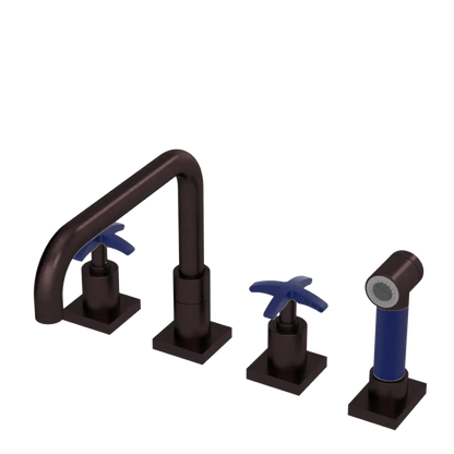 Rubinet Widespread Kitchen Set with Genesis Spout with Hand Spray Oil Rubbed Bronze