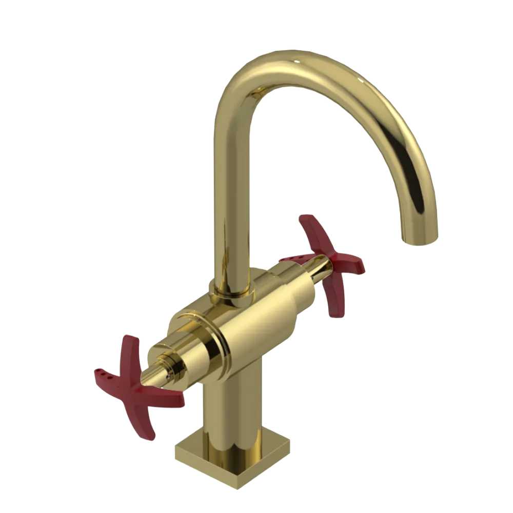 Rubinet Single Hole Dual Handle Lav. Set. (less drain) Bright Brass