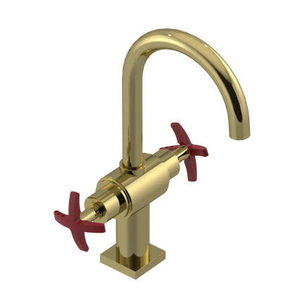 Rubinet Single Hole Dual Handle Lav. Set. (less drain) Bright Brass