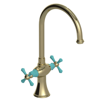 Rubinet Two Handle Single Hole Kitchen Set Natural Brass