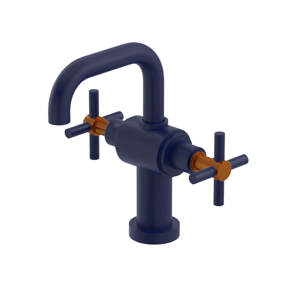 Rubinet Single Hole Dual Handle Lav. Set. (less drain) Midnight Blue
