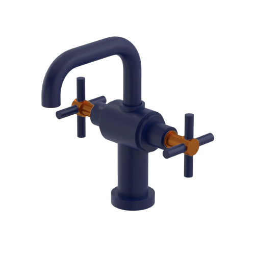 Rubinet Single Hole Dual Handle Lav. Set. (less drain) Midnight Blue