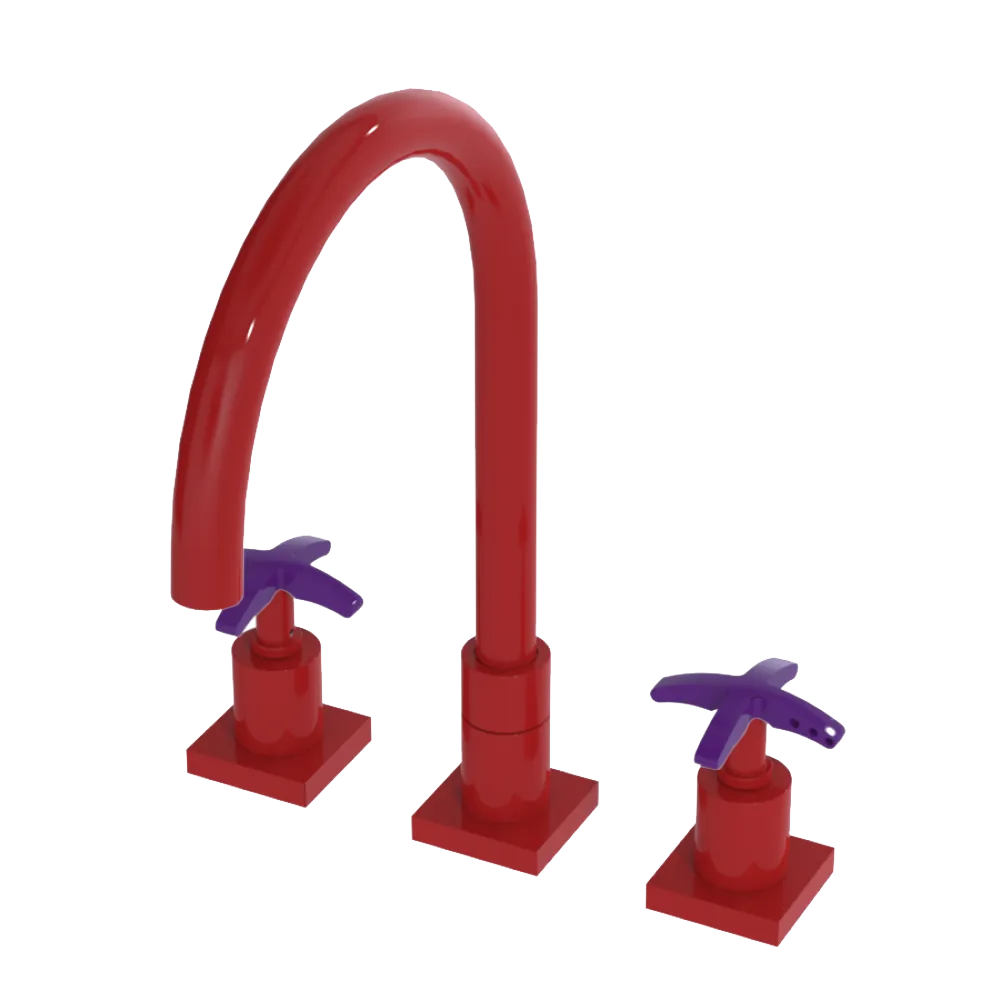 Rubinet Widespread Kitchen Set Red