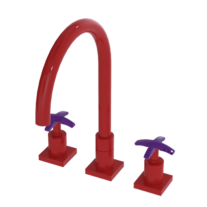 Rubinet Widespread Kitchen Set Red