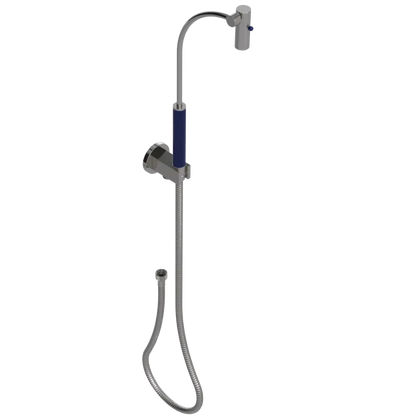 Rubinet Hand Held Shower Bidet with Extended Reach & Dual Function Spray Including Wall Bracket with Supply & Hose (Round) Polished Nickel