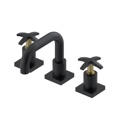 Rubinet Widespread Lav. Set. with Genesis spout (less drain) Matt Black