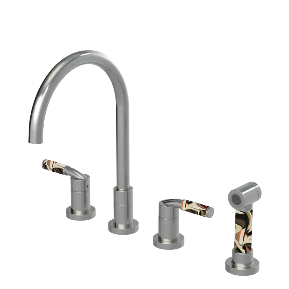 Rubinet Widespread Kitchen Set with Hand Spray Satin Nickel