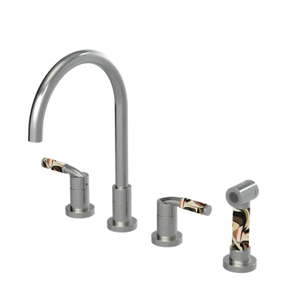 Rubinet Widespread Kitchen Set with Hand Spray Satin Nickel