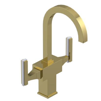 Rubinet Single Hole Dual Handle Lav. Set. (less drain) Natural Brass