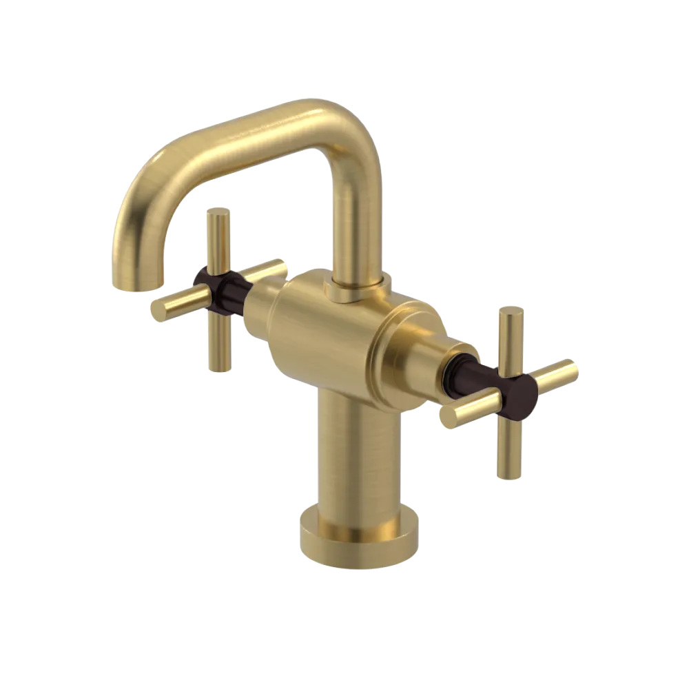 Rubinet Single Hole Dual Handle Lav. Set. (less drain) Satin Brass