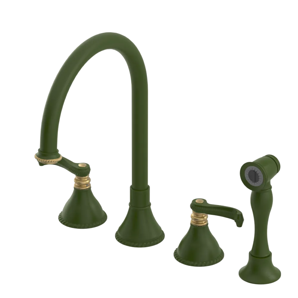 Rubinet Widespread Kitchen Set with Hand Spray Green Envy