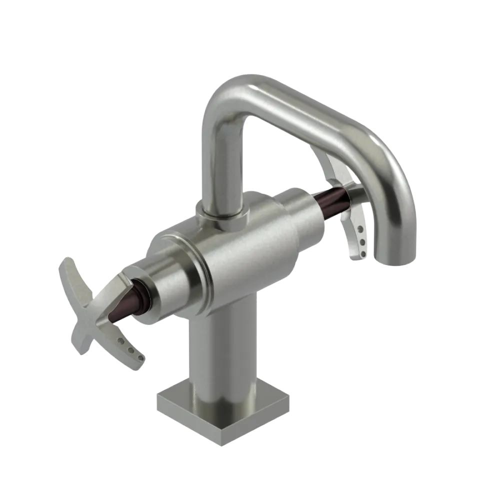Rubinet Single Hole Dual Handle Lav. Set. with Genesis spout (less drain) Satin Nickel