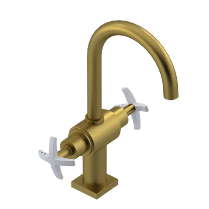 Rubinet Single Hole Dual Handle Lav. Set. (less drain) Antique Brass Matt