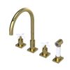 Rubinet Widespread Kitchen Set with Hand Spray Natural Brass