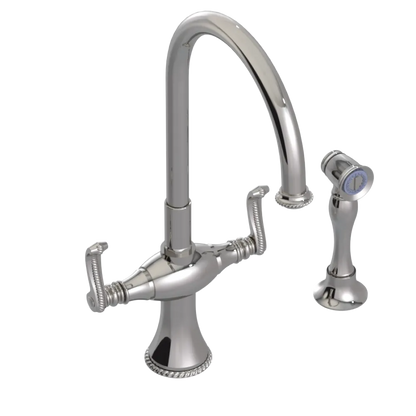 Rubinet Two Handle Single Hole Kitchen Set with Hand Spray Polished Nickel