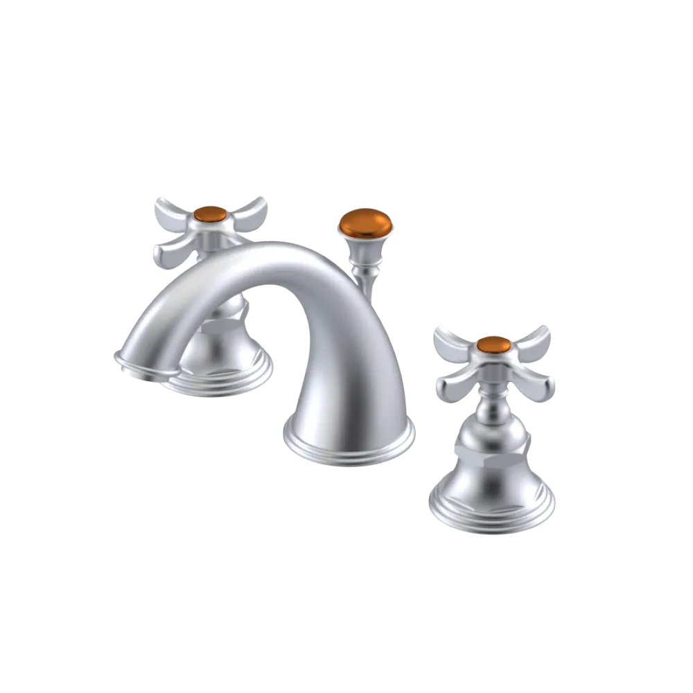 Rubinet Widespread Lav. Set. (less drain) Satin Chrome