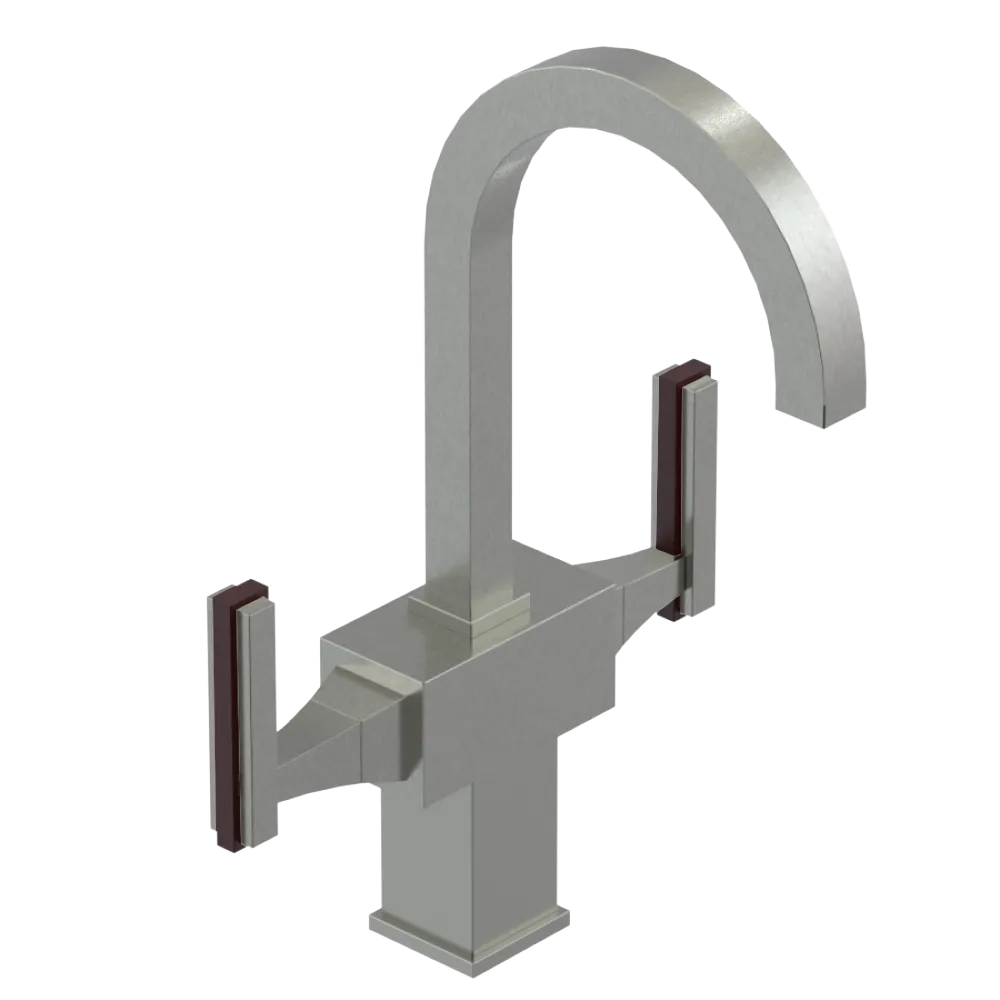 Rubinet Single Hole Dual Handle Lav. Set. (less drain) Satin Nickel
