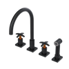 Rubinet Widespread Kitchen Set with Hand Spray Matt Black
