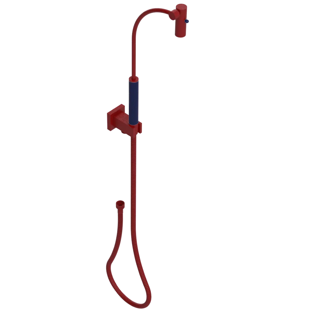 Rubinet Hand Held Shower Bidet with Extended Reach & Dual Function Spray Including Wall Bracket with Supply & Hose (Square) Maroon