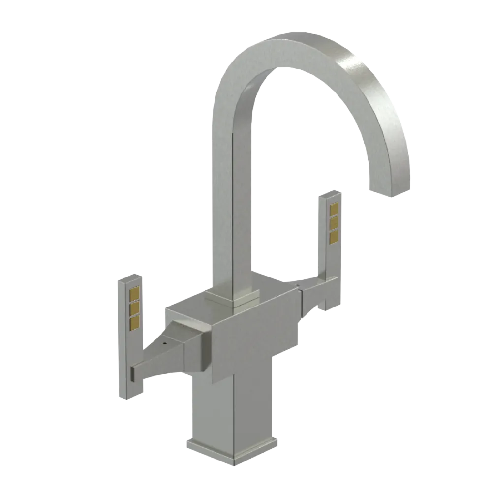 Rubinet Single Hole Dual Handle Lav. Set. (less drain) Satin Nickel