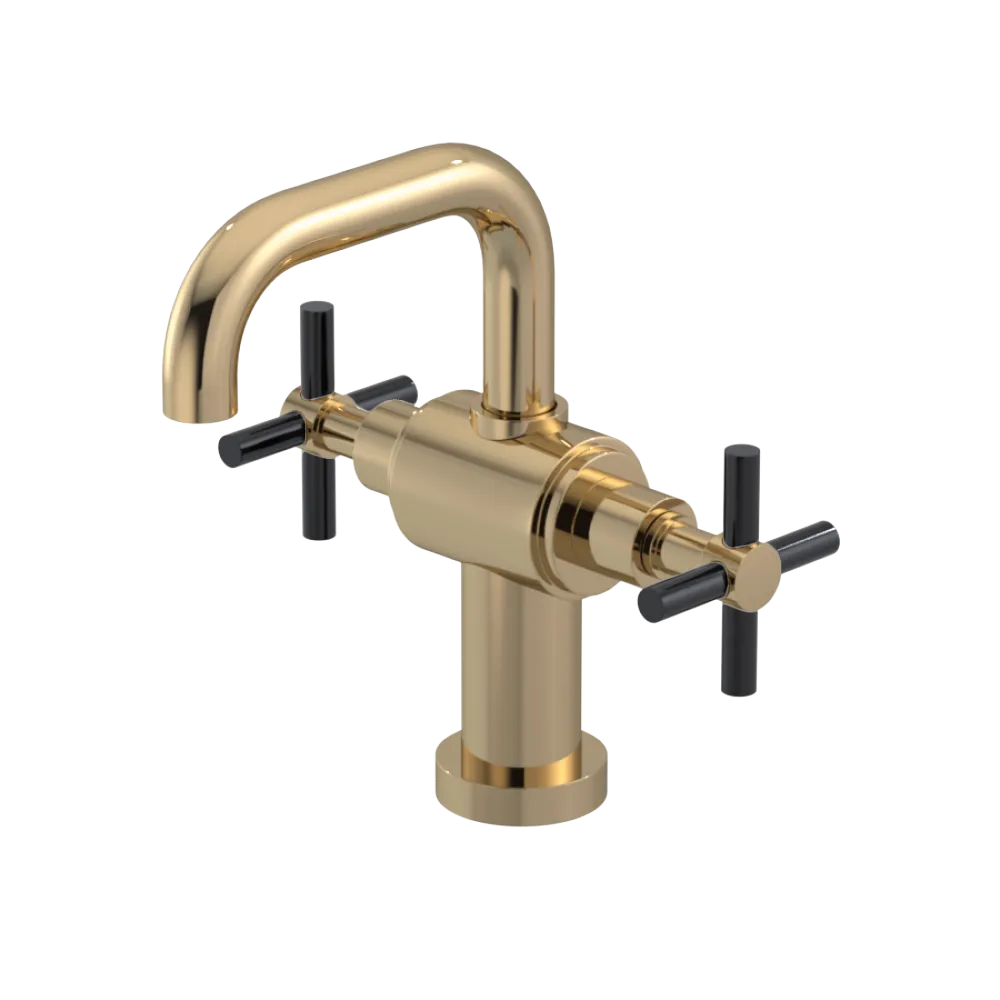 Rubinet Single Hole Dual Handle Lav. Set. (less drain) Gold