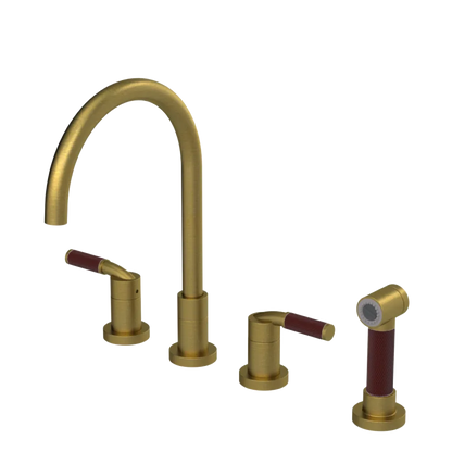 Rubinet Widespread Kitchen Set with Hand Spray Antique Brass Matt