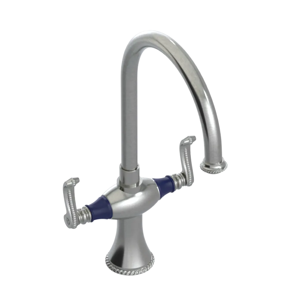 Rubinet Two Handle Single Hole Kitchen Set Satin Nickel